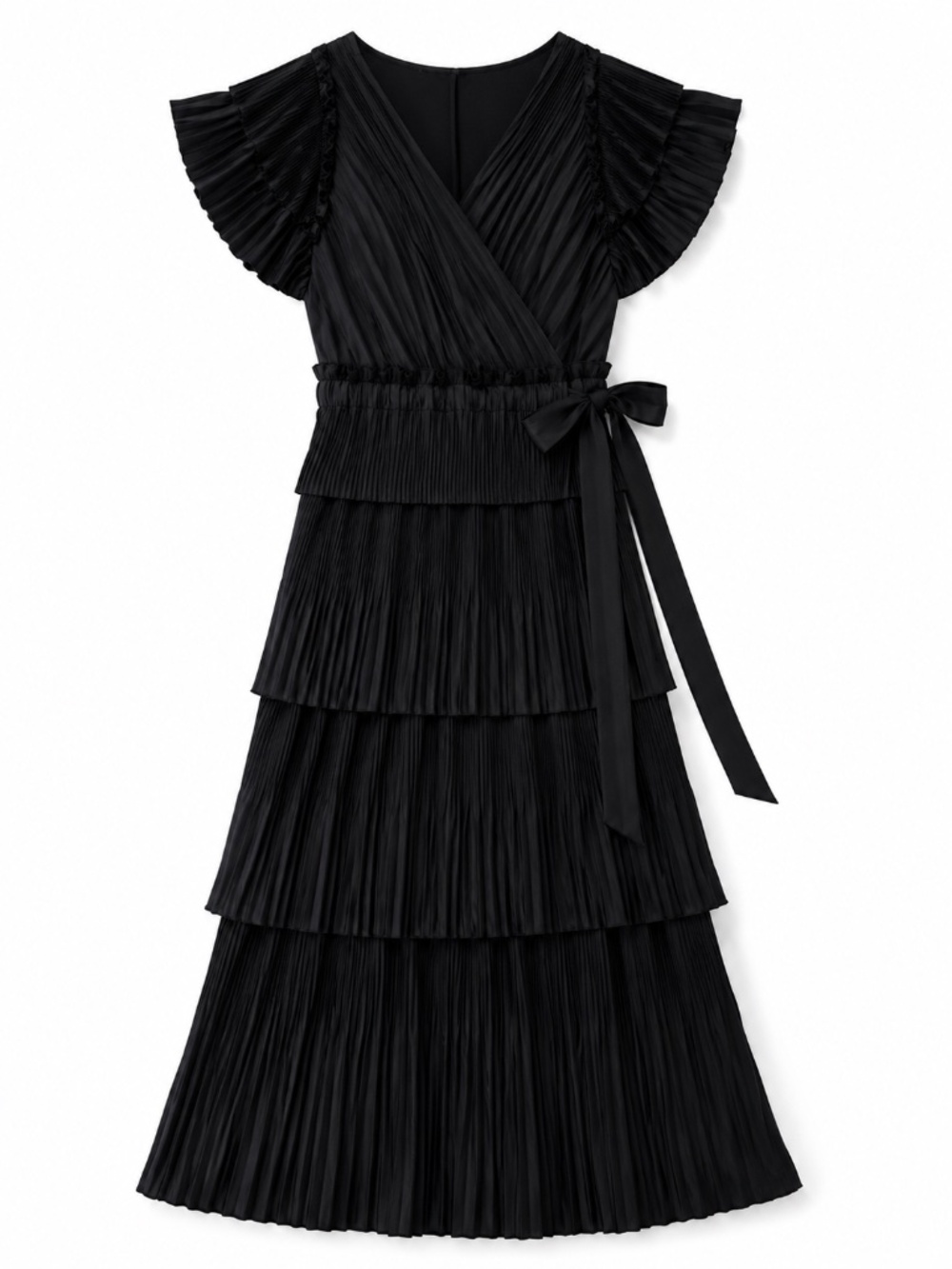 Diane von Furstenberg Black Pleated Wrap Midi Dress Cocktail Wedding Guest XL - Picture 13 of 13